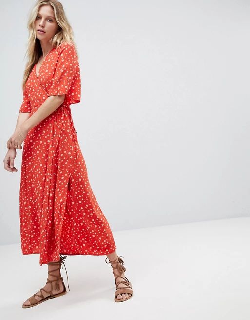 Faithfull Ditsy Floral Wrap Midi Dress | ASOS UK