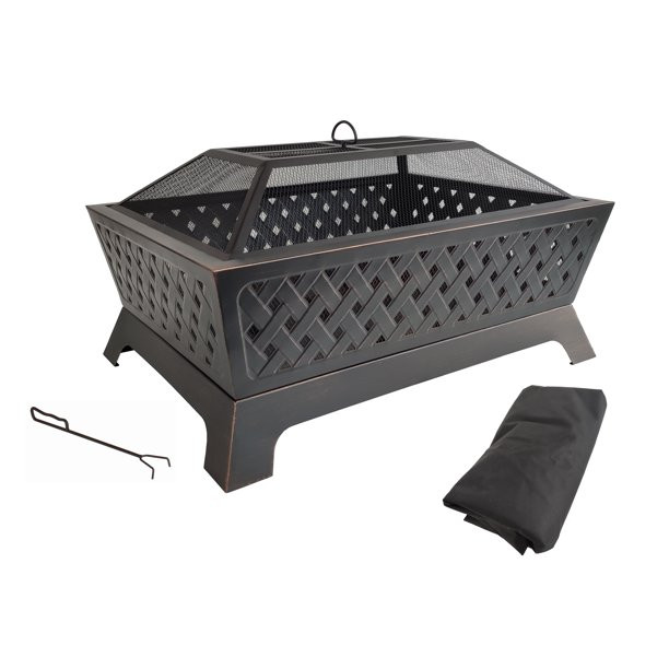 Better Homes & Gardens 34” Lattice Antique Bronze Rectangle Fire Pit - Walmart.com | Walmart (US)