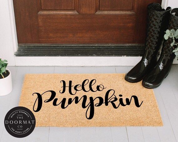 Hello Pumpkin Doormat, Halloween Door Mat, Outdoor Rug, Fall Decorations, Seasonal Mat, Welcome, ... | Etsy (US)