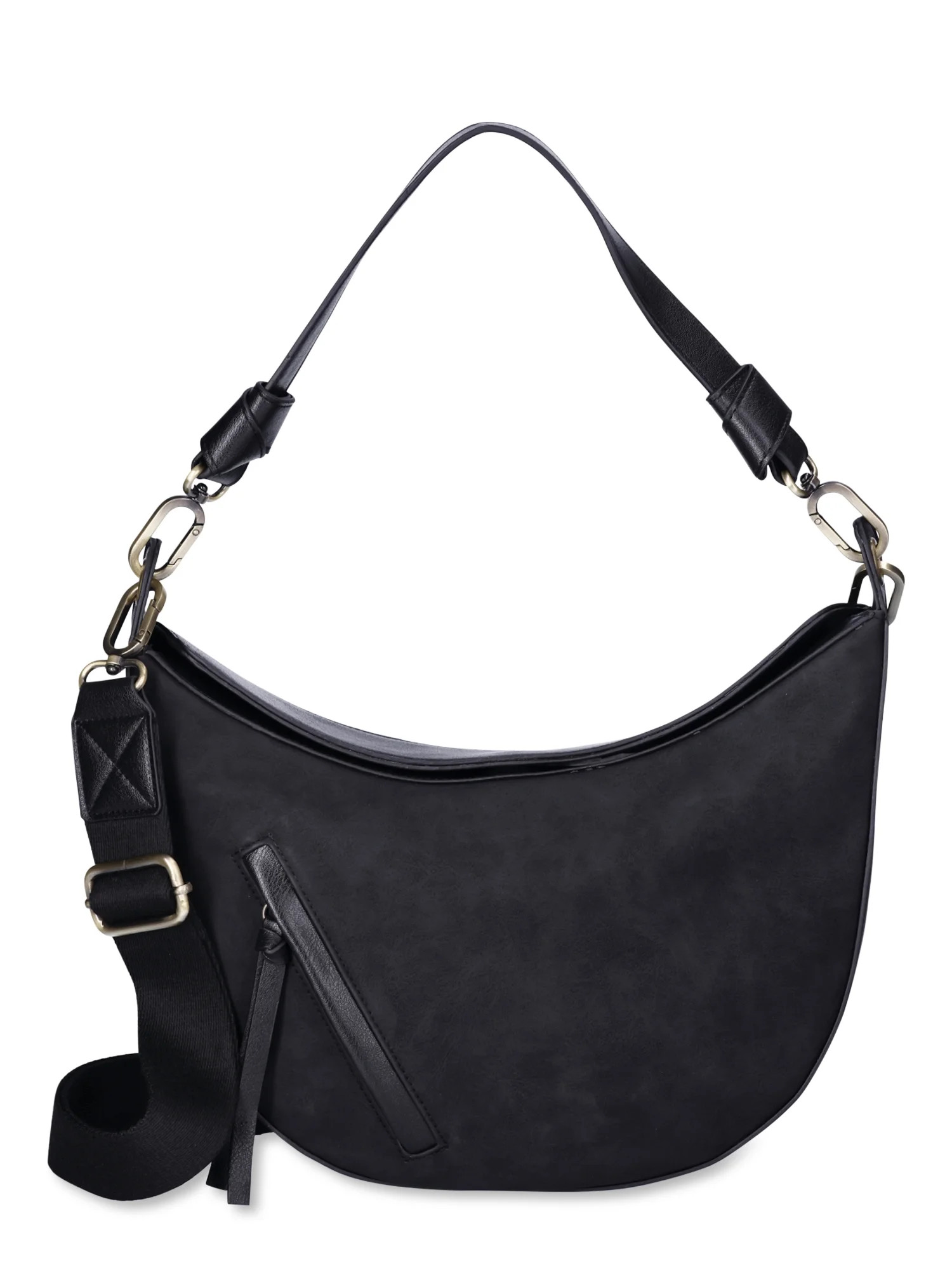 Time and Tru Women's Selena Hobo Crossbody Bag, Black - Walmart.com | Walmart (US)