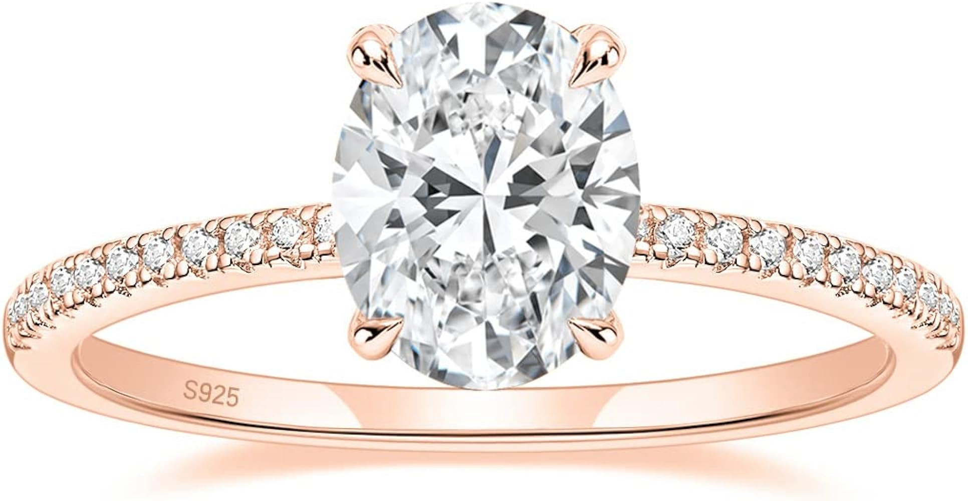 EAMTI 1/2/3/4.5CT 925 Sterling Silver Engagement Rings Oval Cut Cubic Zirconia CZ Wedding Promise... | Amazon (US)