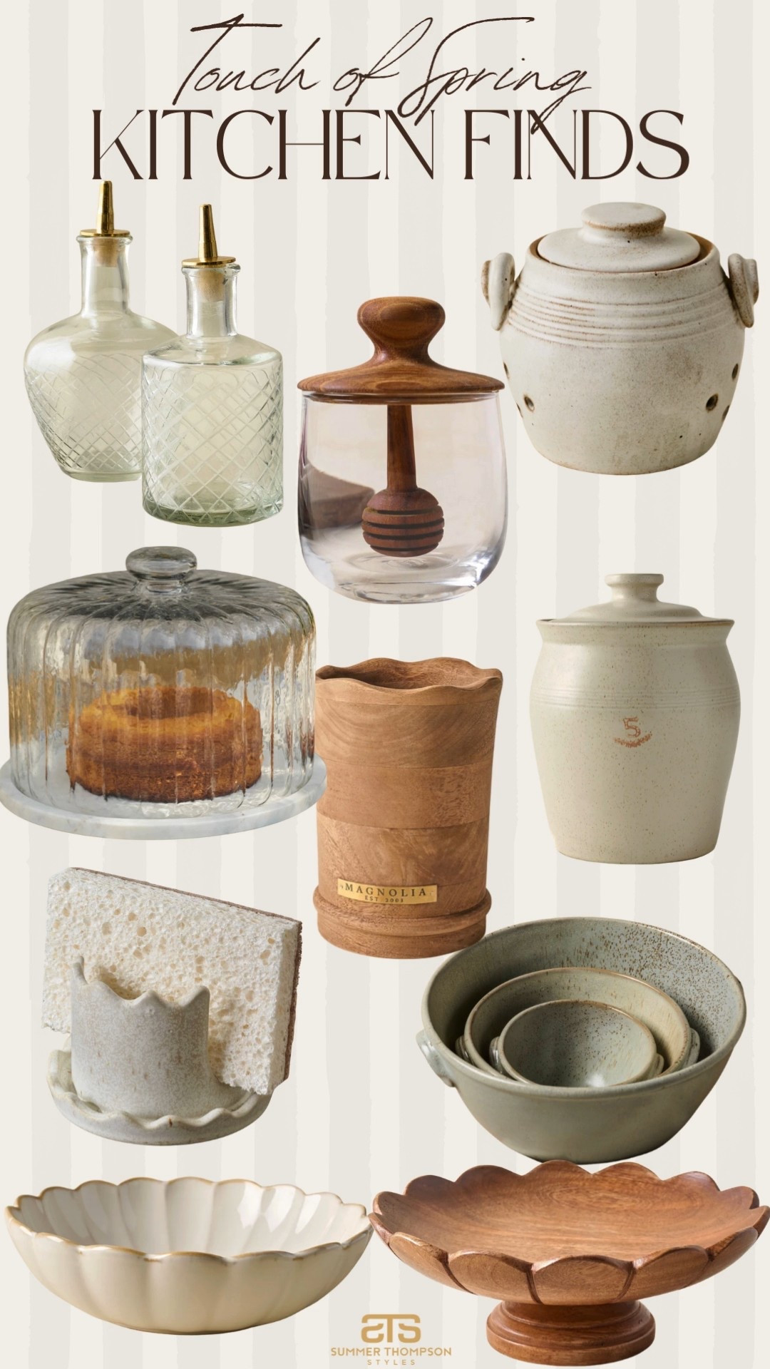 Stoneware and wood accents are the perfect additions to your kitchen! 

Wooden ceramic stoneware jar honey jar oil dispenser cake stand sponge holder trending best sellers viral 

#LTKHome #LTKSeasonal