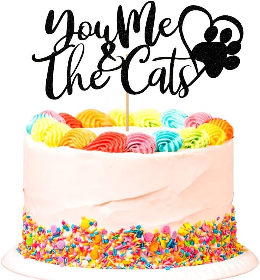 You Me & the Cats Cake Topper, Mr & Mrs Wedding Cake Decors, Bride and Groom Wedding Party Decora... | Amazon (US)