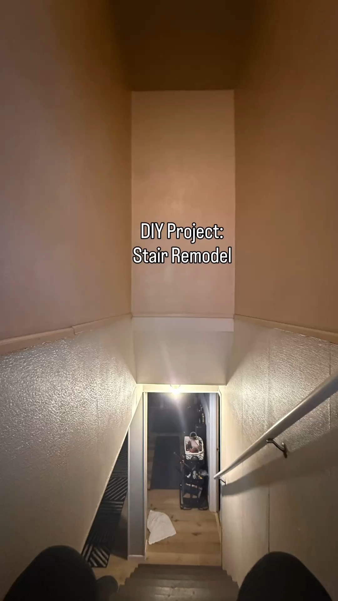 The finished stair diy remodel redesign with before and after images

#LTKHome #LTKvlog