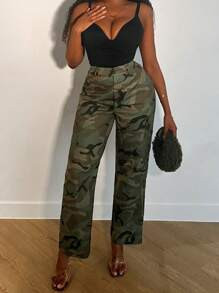 SHEIN Slayr New Streetwear Camouflage Printed Utility Workwear Cargo Pants | SHEIN