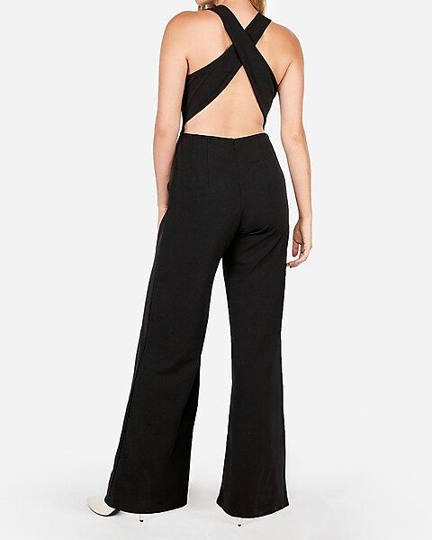 cross back wide leg jumpsuit | Express