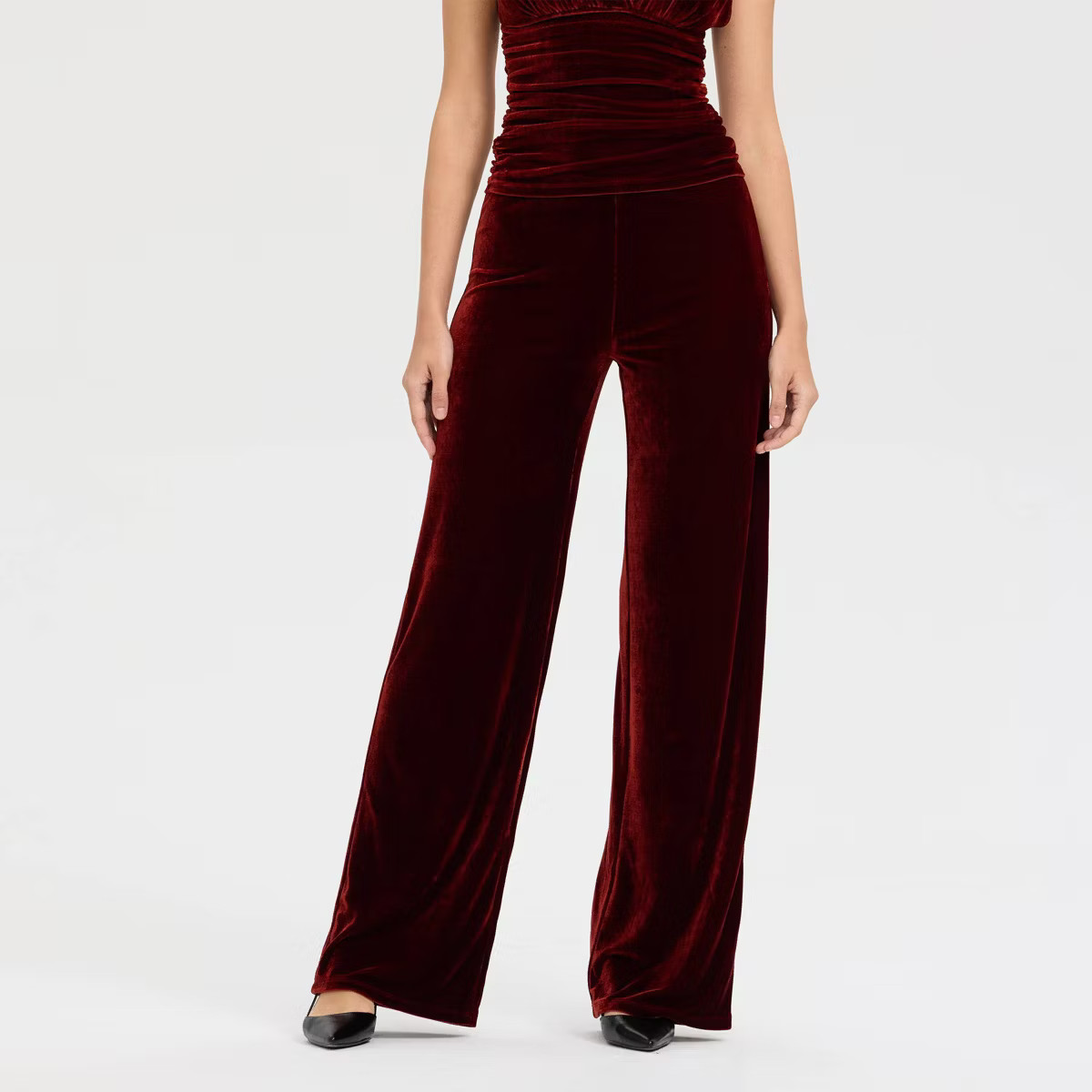Women's High-Rise Wide Leg Velvet Pull-On Pants - A New Day™ | Target