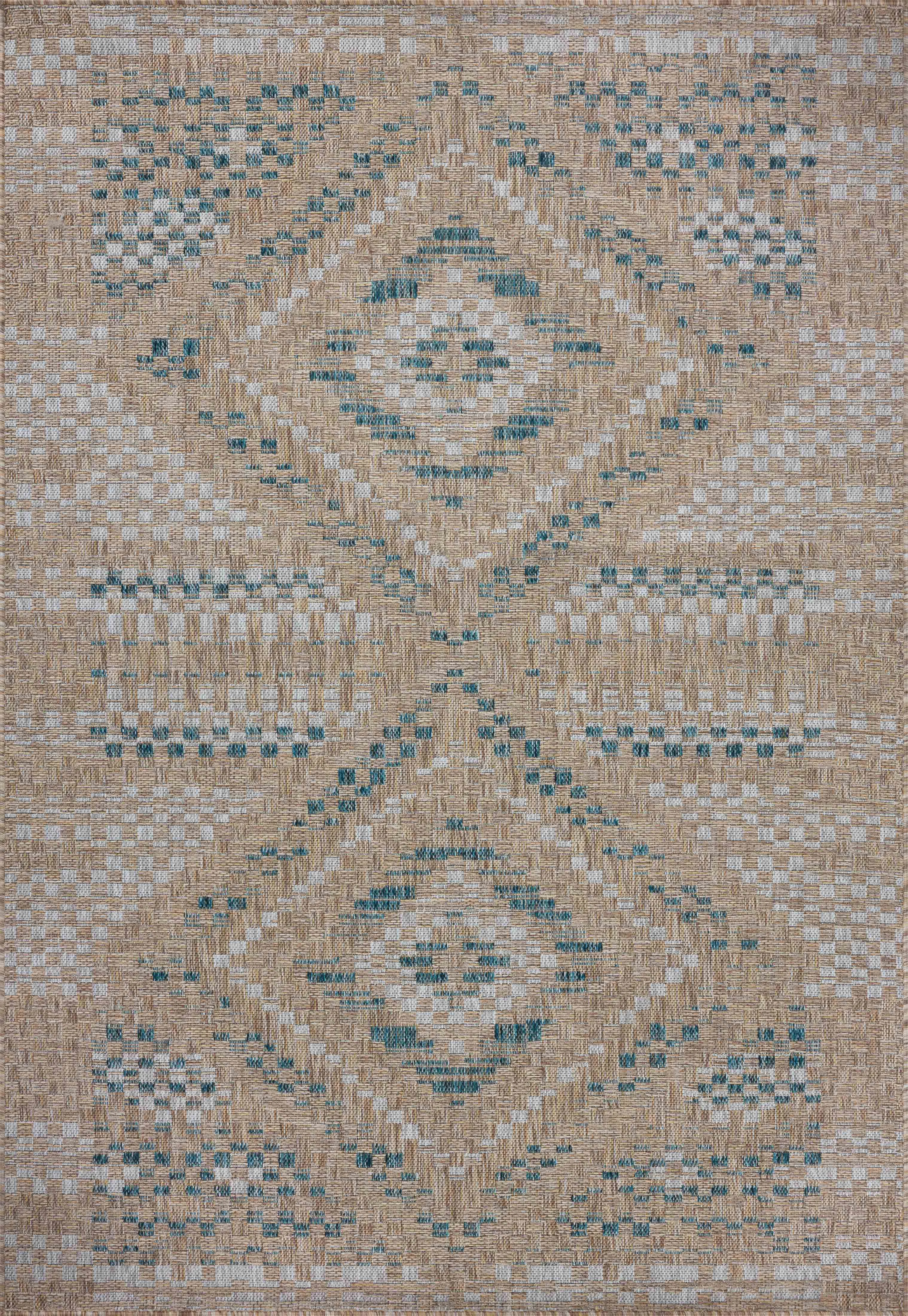 Amber Lewis x Loloi Indoor / Outdoor Topanga Natural / Aqua Area Rug | Wayfair North America