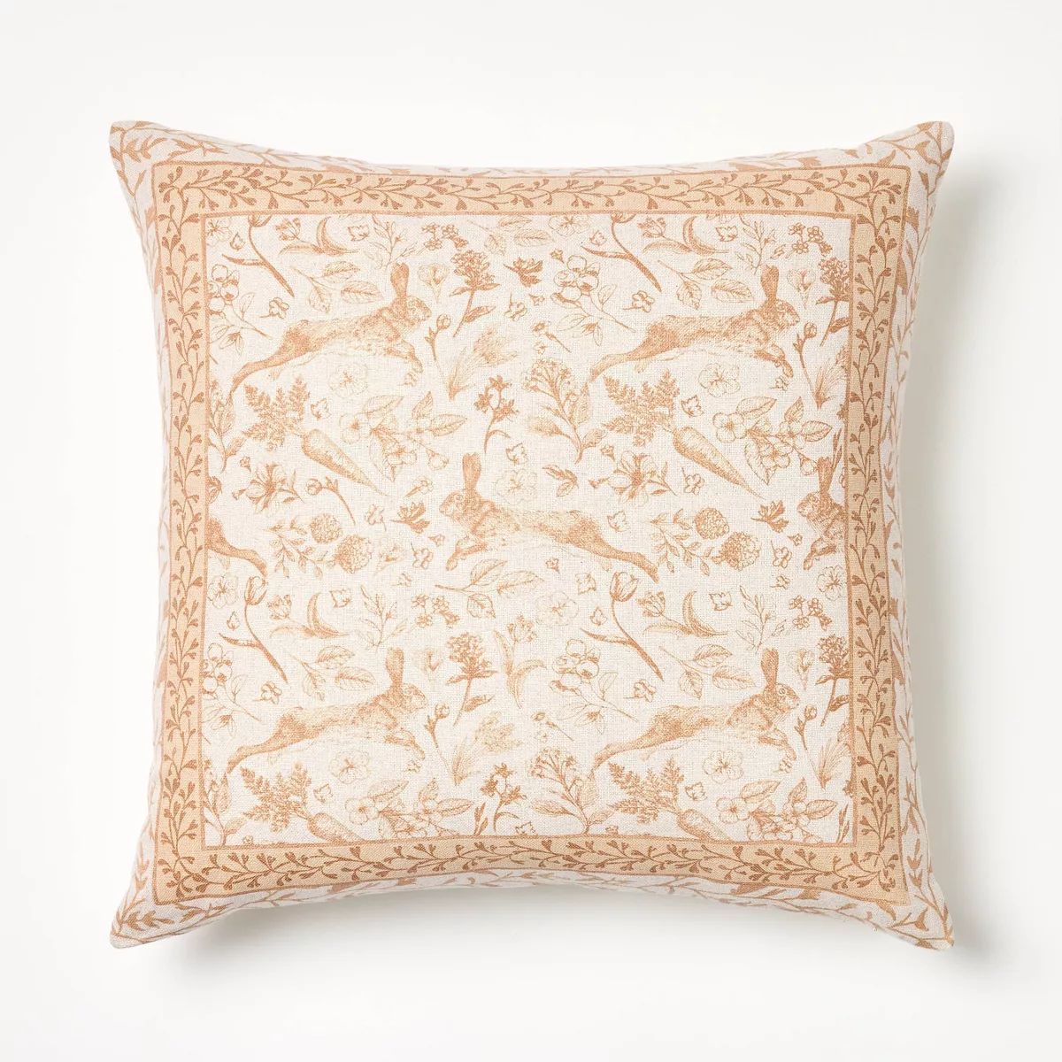 Printed Easter Toile Block Print Square Throw Pillow Neutral - Threshold™ designed with Studio ... | Target