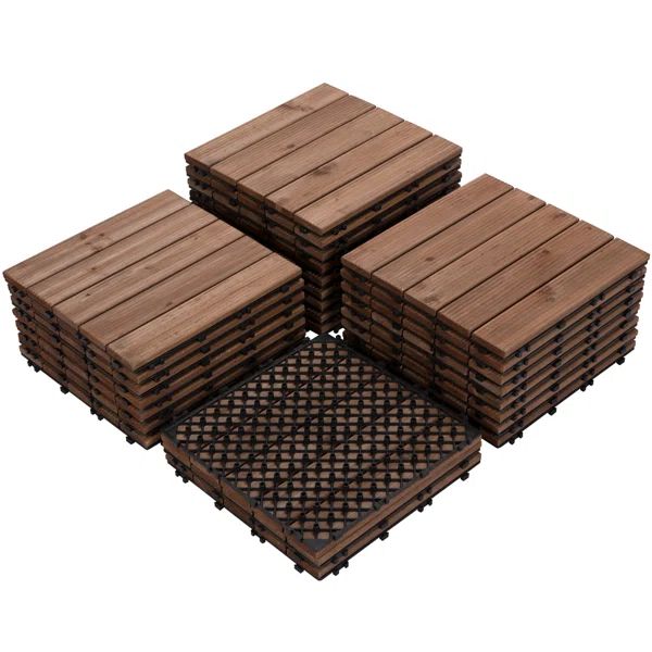 12" x 12" Wood Interlocking Deck Tile | Wayfair North America