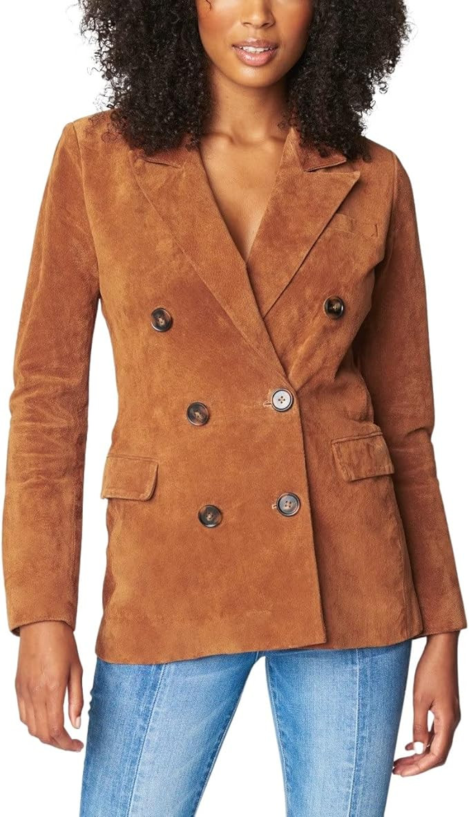 [BLANKNYC] Womens Real Suede Blazer, Double Breasted, Comfortable Jacket & Stylish Coat | Amazon (US)