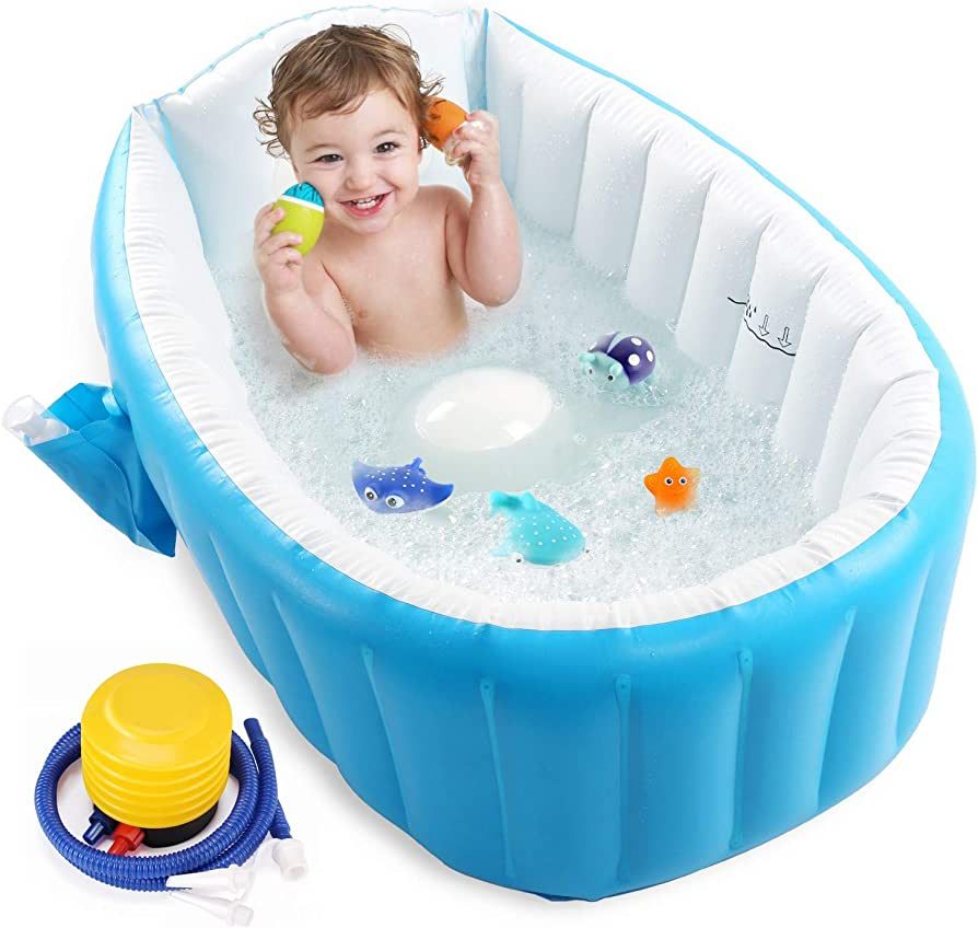 Baby Inflatable Bathtub, Portable Infant Toddler Bathing Tub Non Slip Travel Bathtub Mini Air Swi... | Amazon (US)