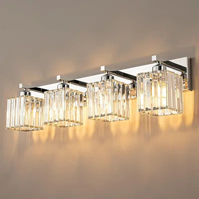Modern Chrome Crystal Bathroom Vanity Light Fixture With K9 Crystal Shade And Corrosion-Resistant Metal Base | Wayfair North America