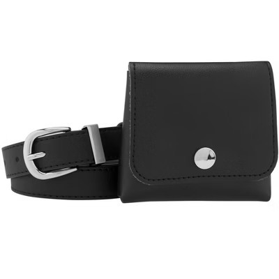 INSPIRE CHIC Women's Fanny Pack Faux Leather Belts with Removable Mini Pouch Small Purse Waist Belt Bag 1 Pc Black 106x2.4cm/41.7x0.9" | Target