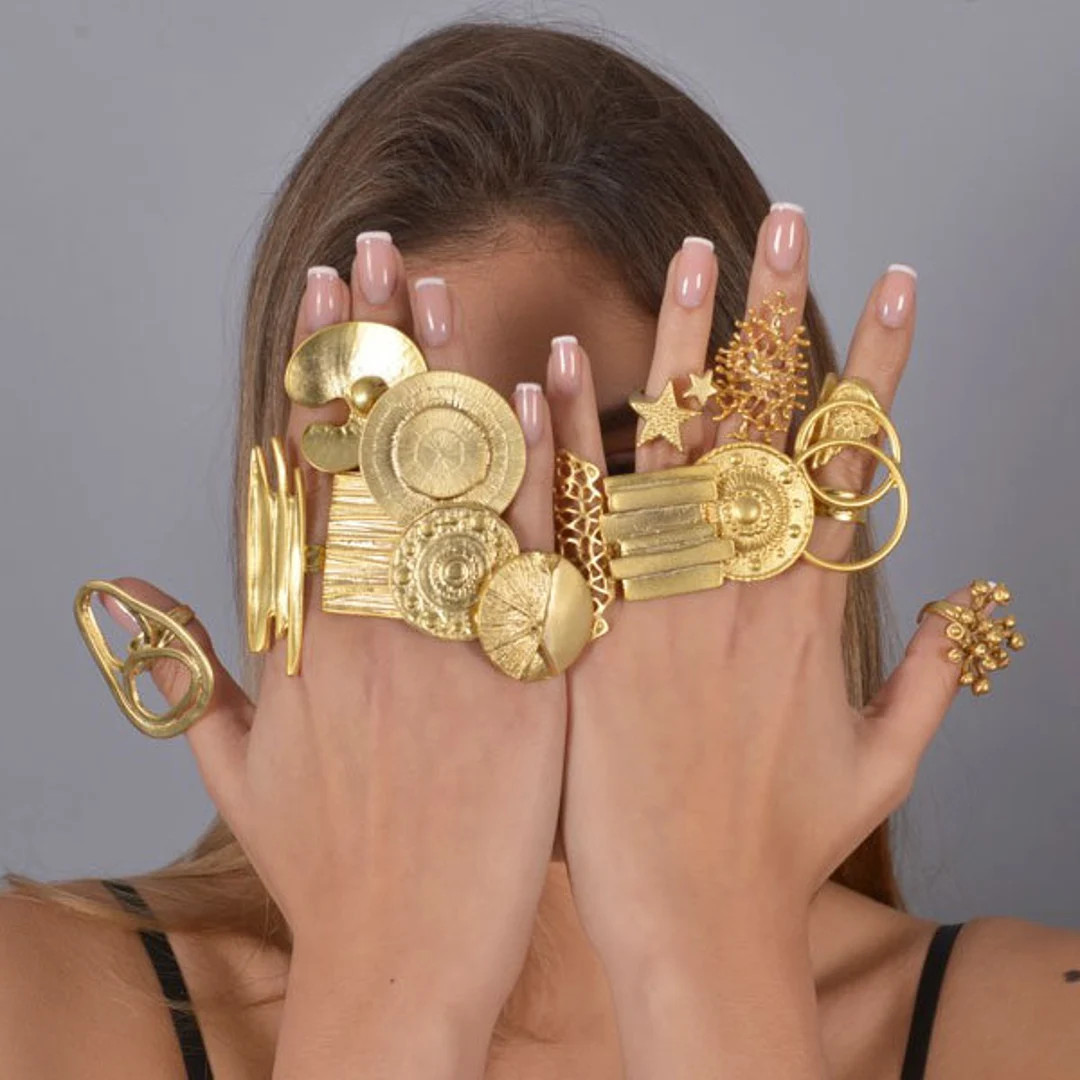 Boho Ring Bohemian Rings Hippie Ring Gold Ring Tribal Ring Large Ring Brass Ring Boho Jewelry, Ch... | Etsy (US)