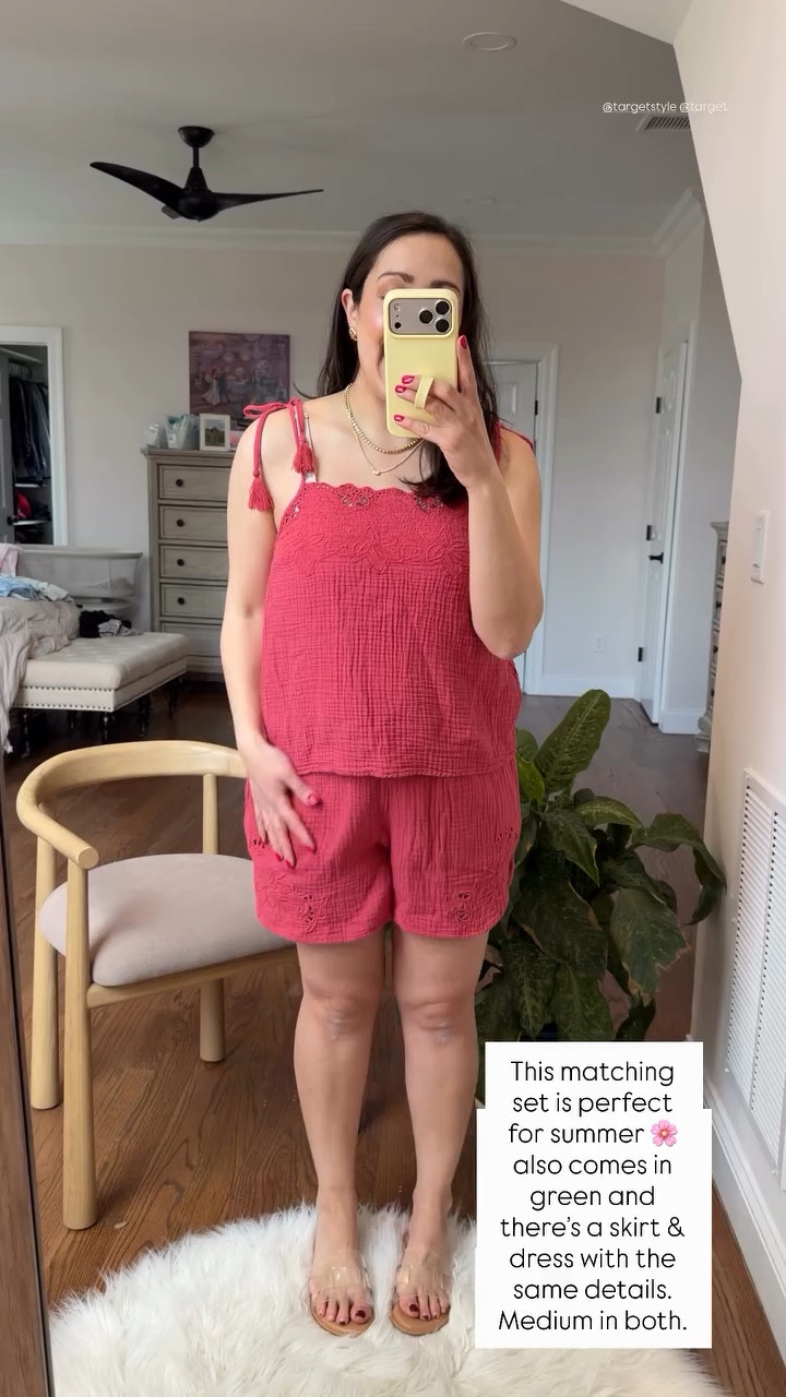 This matching set is perfect for summer 🌸 also comes in green and there’s a skirt & dress with the same details. Medium in both.  @targetstyle @target