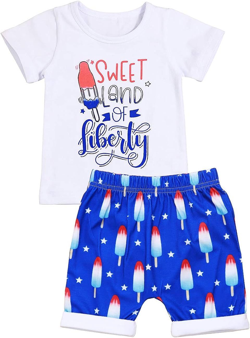 Toddler Boys Outfits Baby Summer Clothes Cotton Short Sleeve T-Shirts Tops and Printed Short Pant... | Amazon (US)