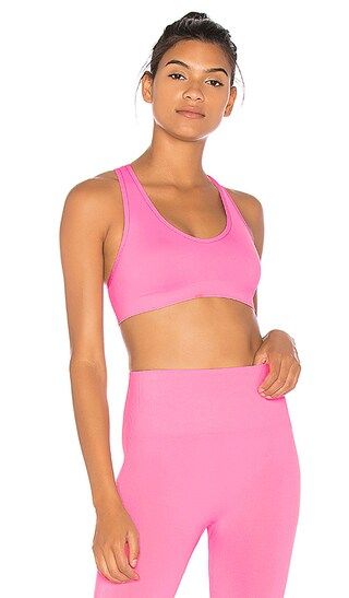 TLA by Morgan Stewart x MORGAN STEWART Cross Back Sports Bra in Pink | Revolve Clothing (Global)