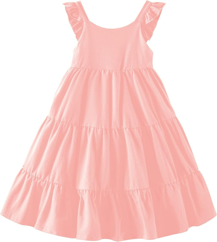 Vieille Toddler Girls Summer Dress Ruffle Sleeveless Casual Beach Sundress Tiered Swing Princess ... | Amazon (US)