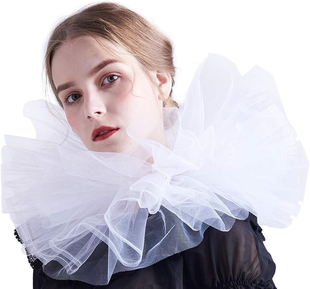 BLESSUME Victorian Retro Mesh Neck Ruff Ruffle Collar Layered Clown Neck Collar | Amazon (US)