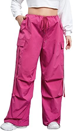 Floerns Women's Plus Size Flap Pocket Drawstring High Rise Parachute Baggy Cargo Pants | Amazon (US)