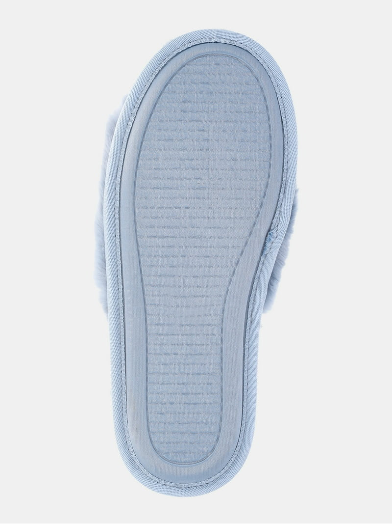 Joyspun Women's Slide Slippers with Rhinestone Bow | Walmart (US)