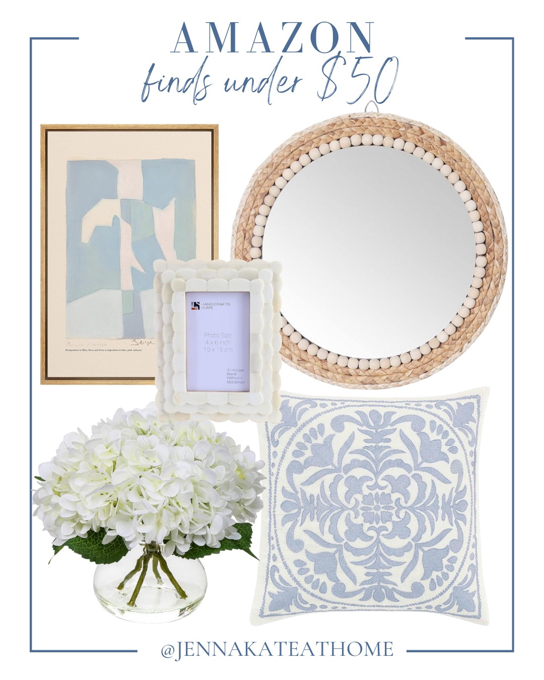 Amazon finds under $50 includes mirror, wall art, frame, throw pillow, and faux florals.

Home decor, coastal decor, neutral decorr

#LTKSeasonal #LTKHome #LTKSaleAlert