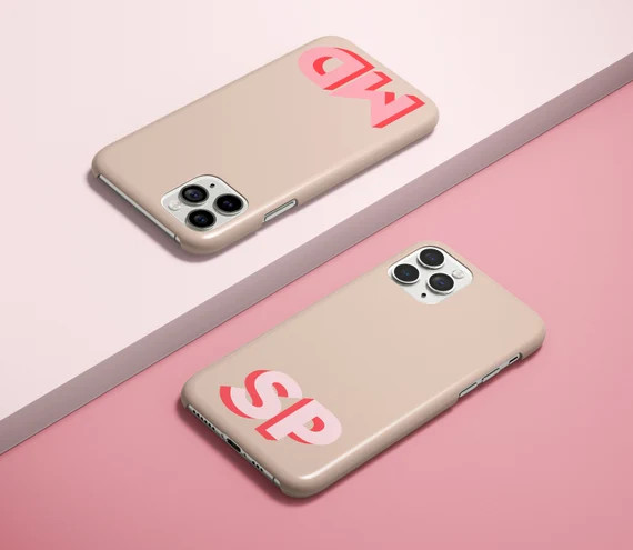 Large Initial Monogram iPhone Case Custom Name iPhone 11 Case Personalized Nude iPhone 11 Pro Max... | Etsy (US)