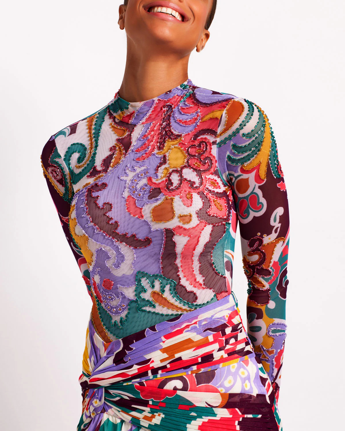 Daydreamer Beaded Tulle Bodysuit (FALL RUNWAY) | PatBO