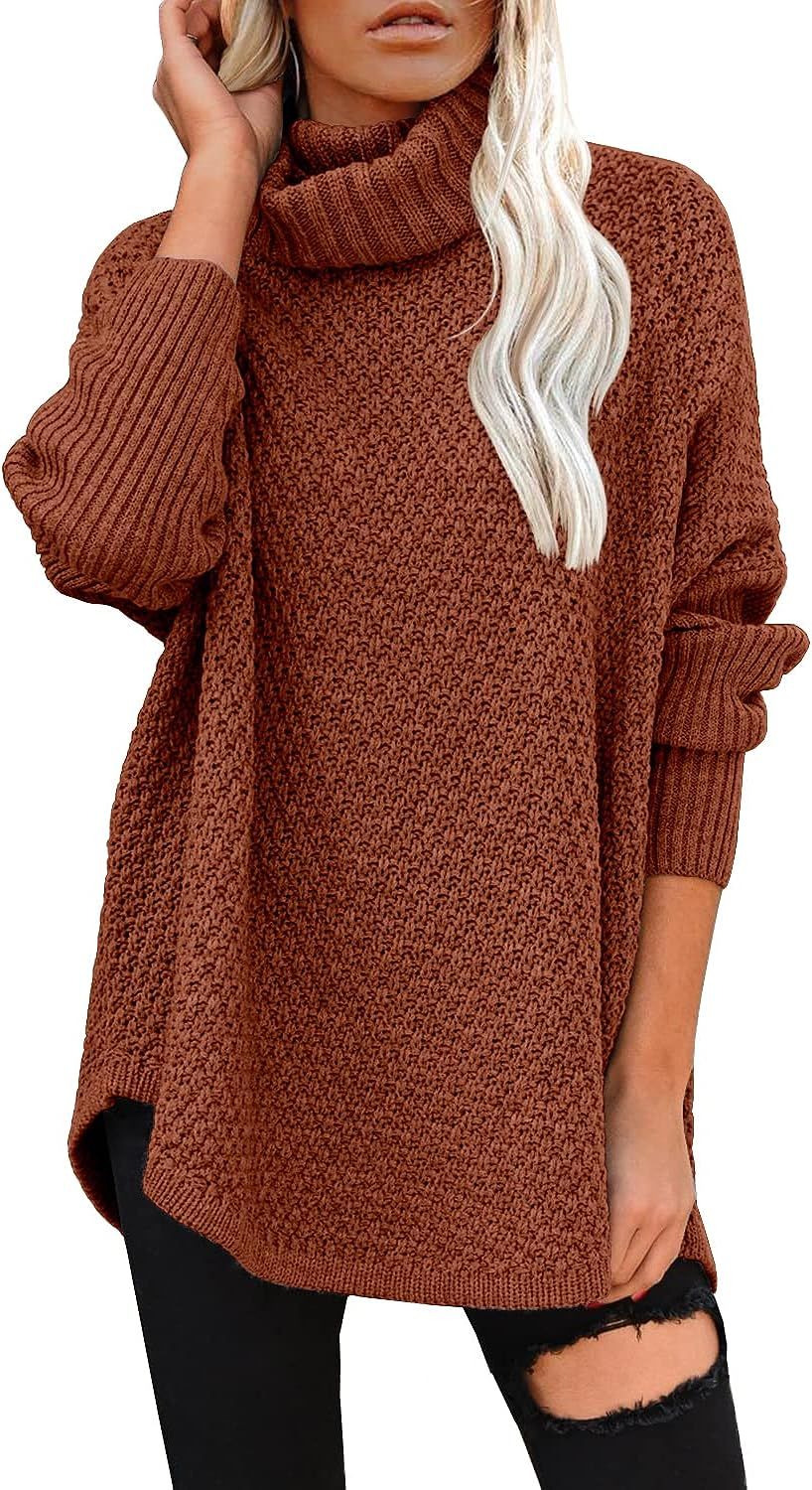 DOROSE Women's Oversized Turtleneck Long Sleeve Casual Pullover Knit Tunic Sweater | Amazon (US)