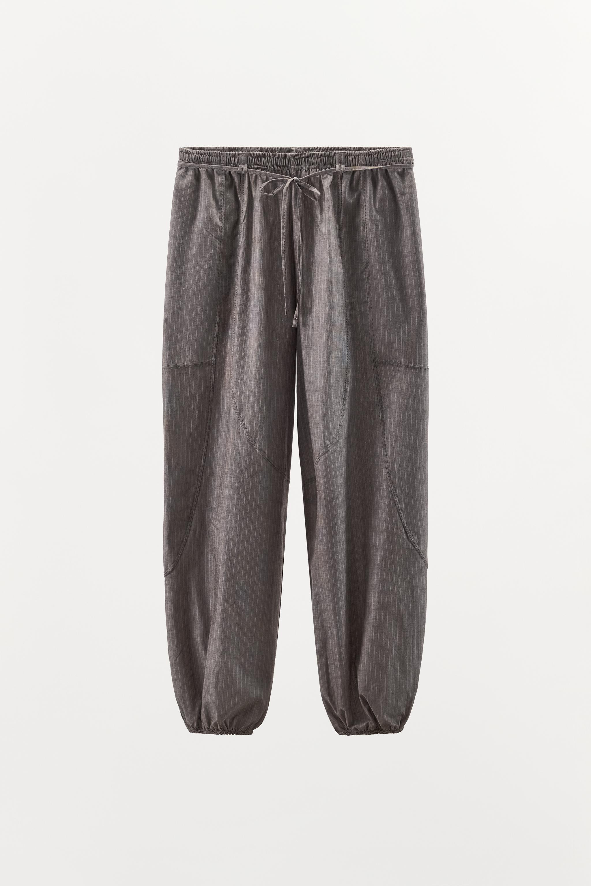 PANTALON RAYURES BOUFFANT AVEC CEINTURE | Zara FR