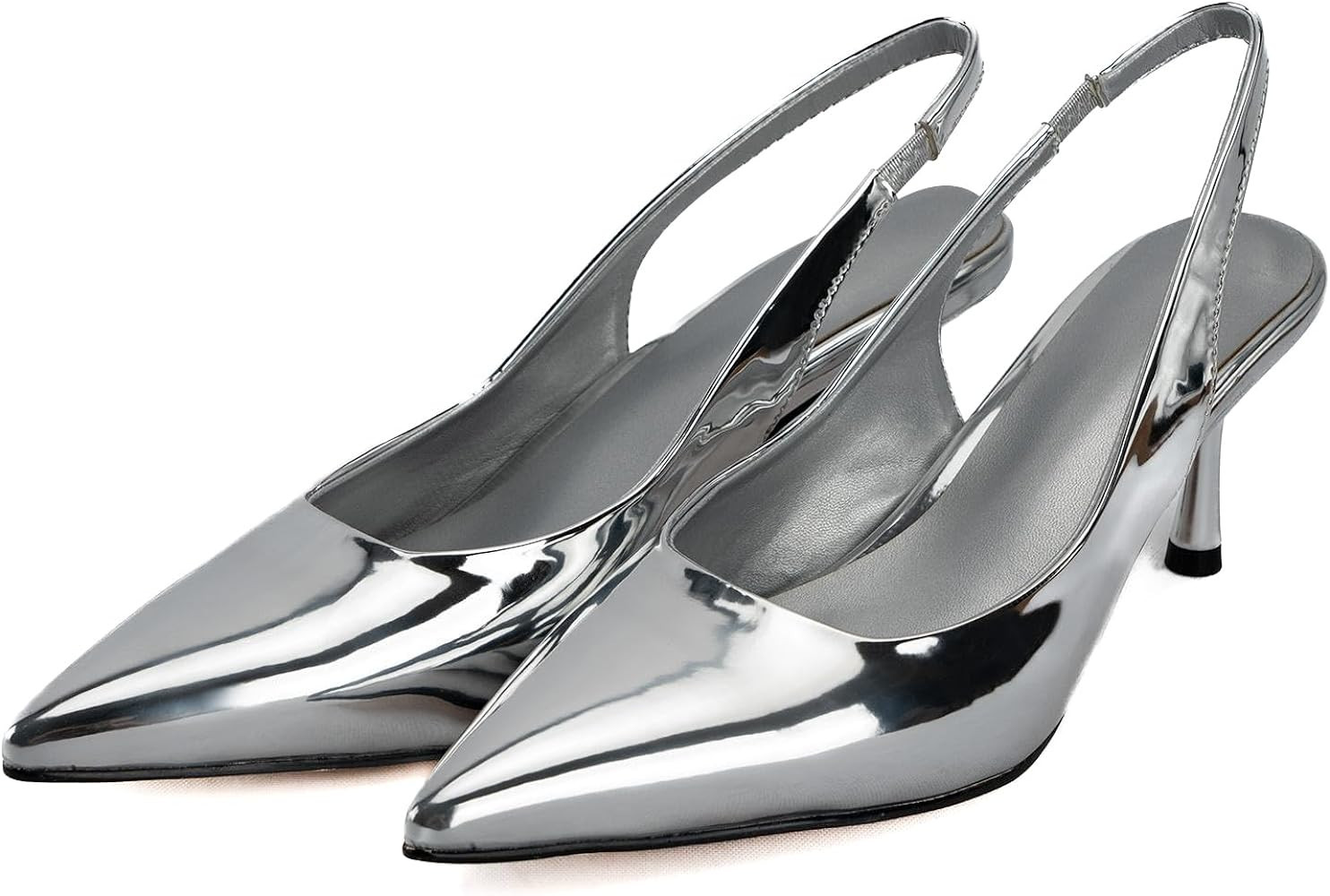 Women Slingback Pumps Shoes Slip On Kitten Heel Office Shoes Pointed Toe Work Dress Shoes Gold | Amazon (US)