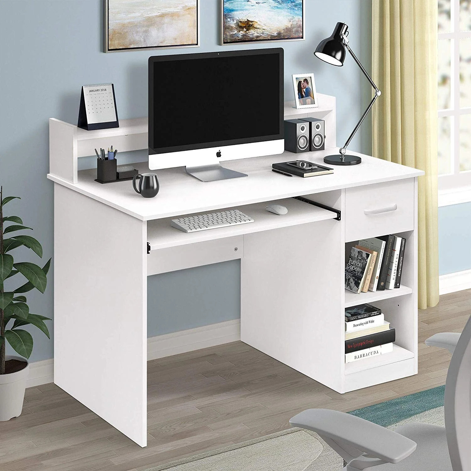 Ktaxon Computer Desk Home Office Workstation Laptop Table Drawer Shelf Furniture White | Walmart (US)