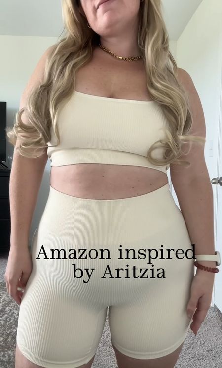 $30 Amazon Neutral skims inspired ribbed workout set! The perfect fall neutral, Lululemon dupe from amazon! 

Top size XL
Bottoms L
5’3 170 lbs size 12/14 44”hip

Fall outfit, travel, outfit, finds Amazon, sale, Amazon Lululemon dupes, Amazon dupe, the look for less 

#LTKfindsunder50 #LTKmidsize #LTKfitness