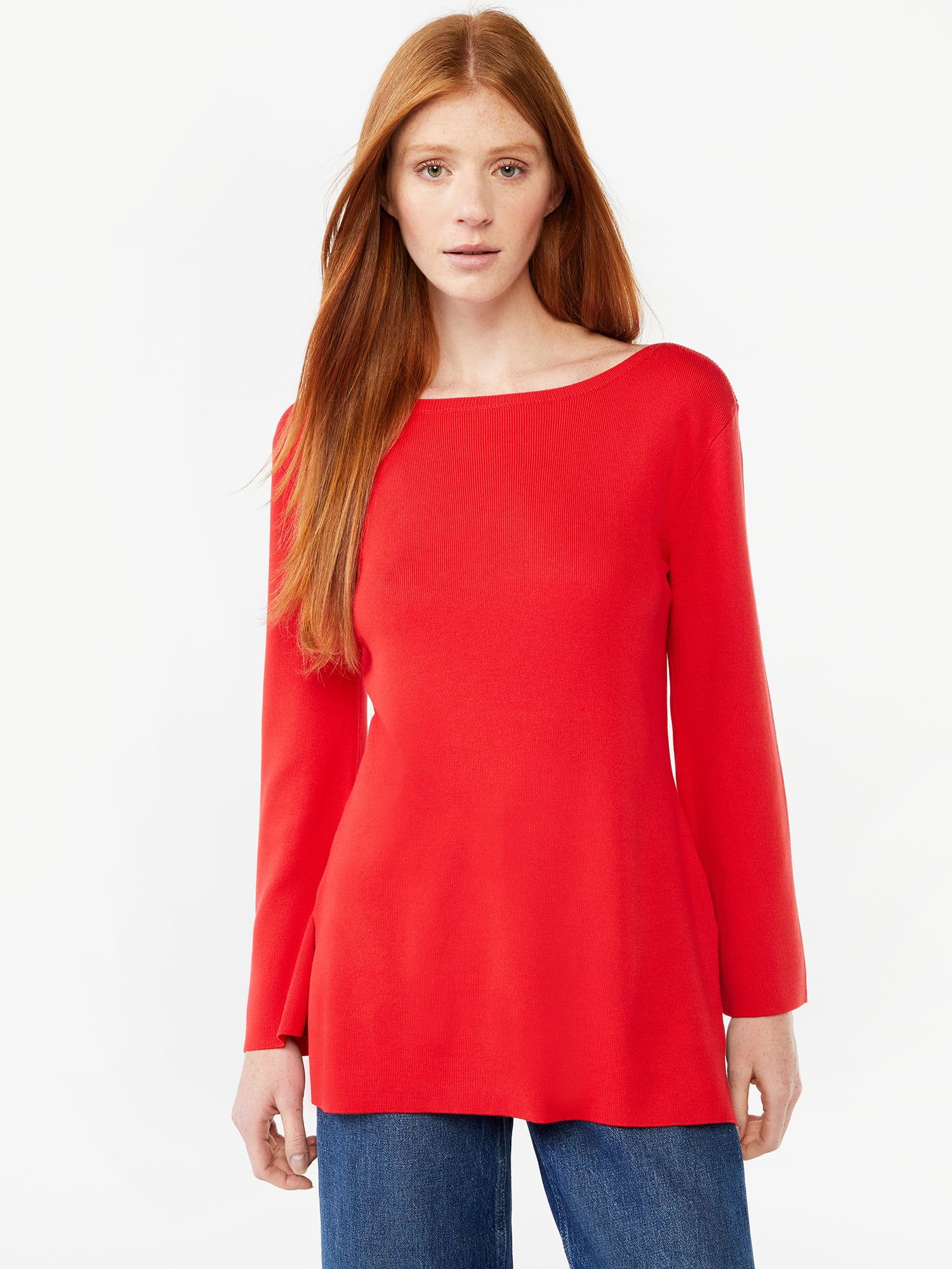 Free Assembly Women's Boatneck Tunic Sweater, Midweight | Walmart (US)