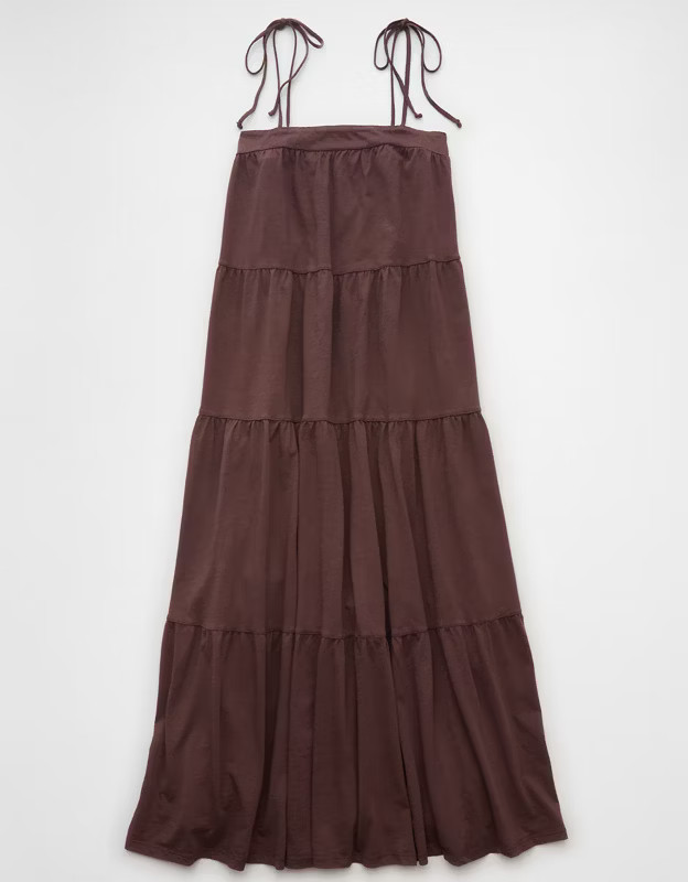 AE Sunchaser Knit Tie Shoulder Maxi Dress | American Eagle Outfitters (US & CA)