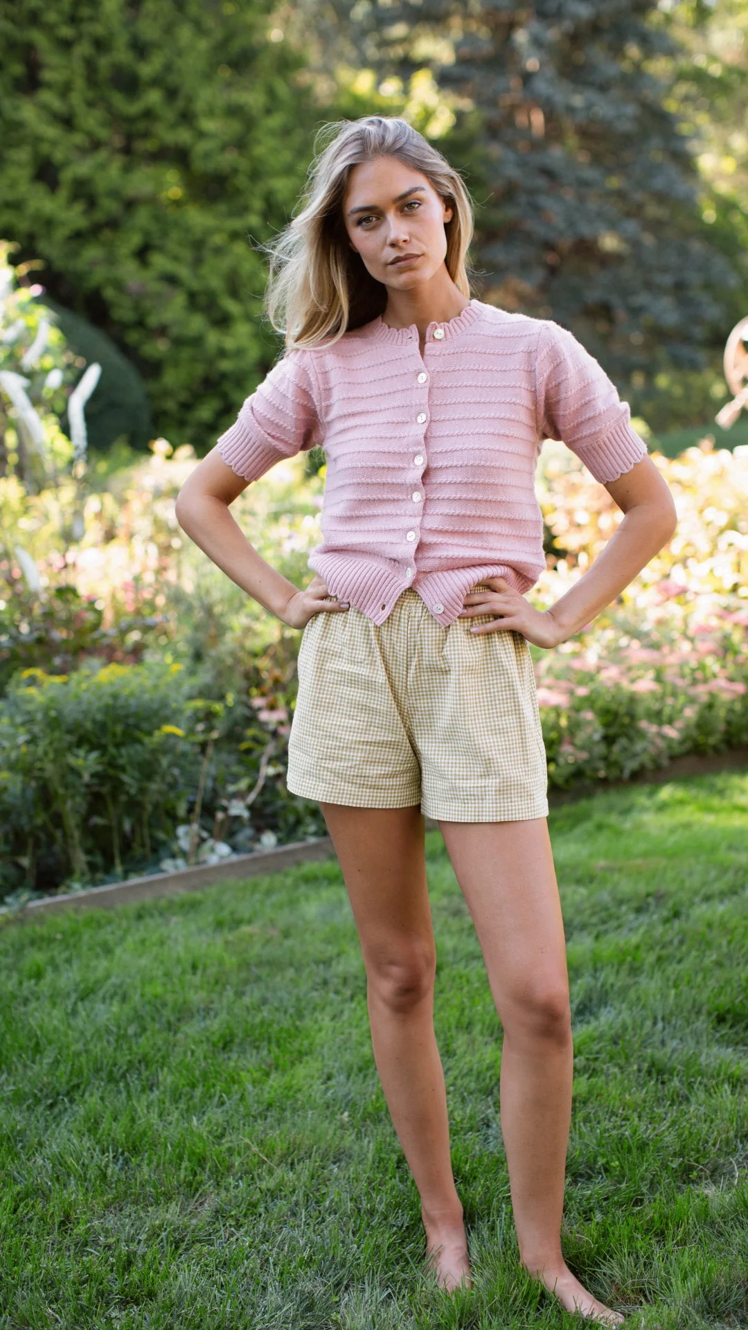 Ava Shorts - Chartreuse Mini Gingham | Marea