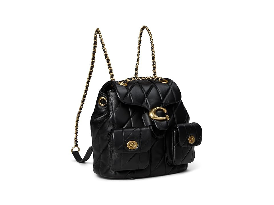 COACH Quilted Tabby Backpack Tote Handbags Black, Cotton/Leather | Zappos