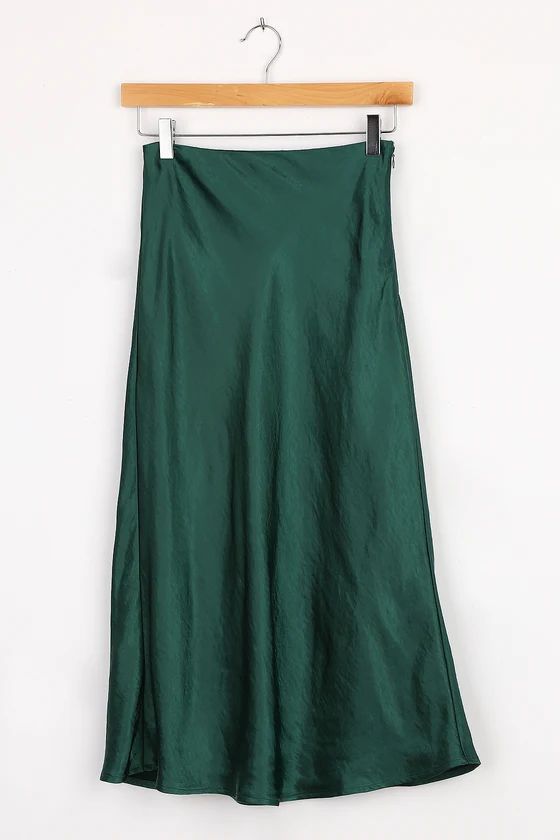 What a Wonderful Feeling Emerald Green Satin Midi Skirt | Lulus (US)