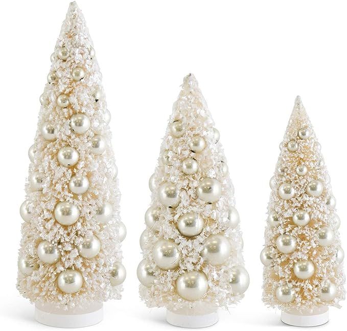 K&K Interiors 54245B-WH, Set of 3 Cream Bottle Brush Trees w/Champagne Ornaments (Grad Size | Amazon (US)