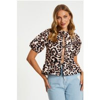 Womens Brown Leopard Print Tie Top - 12 | NastyGal UK