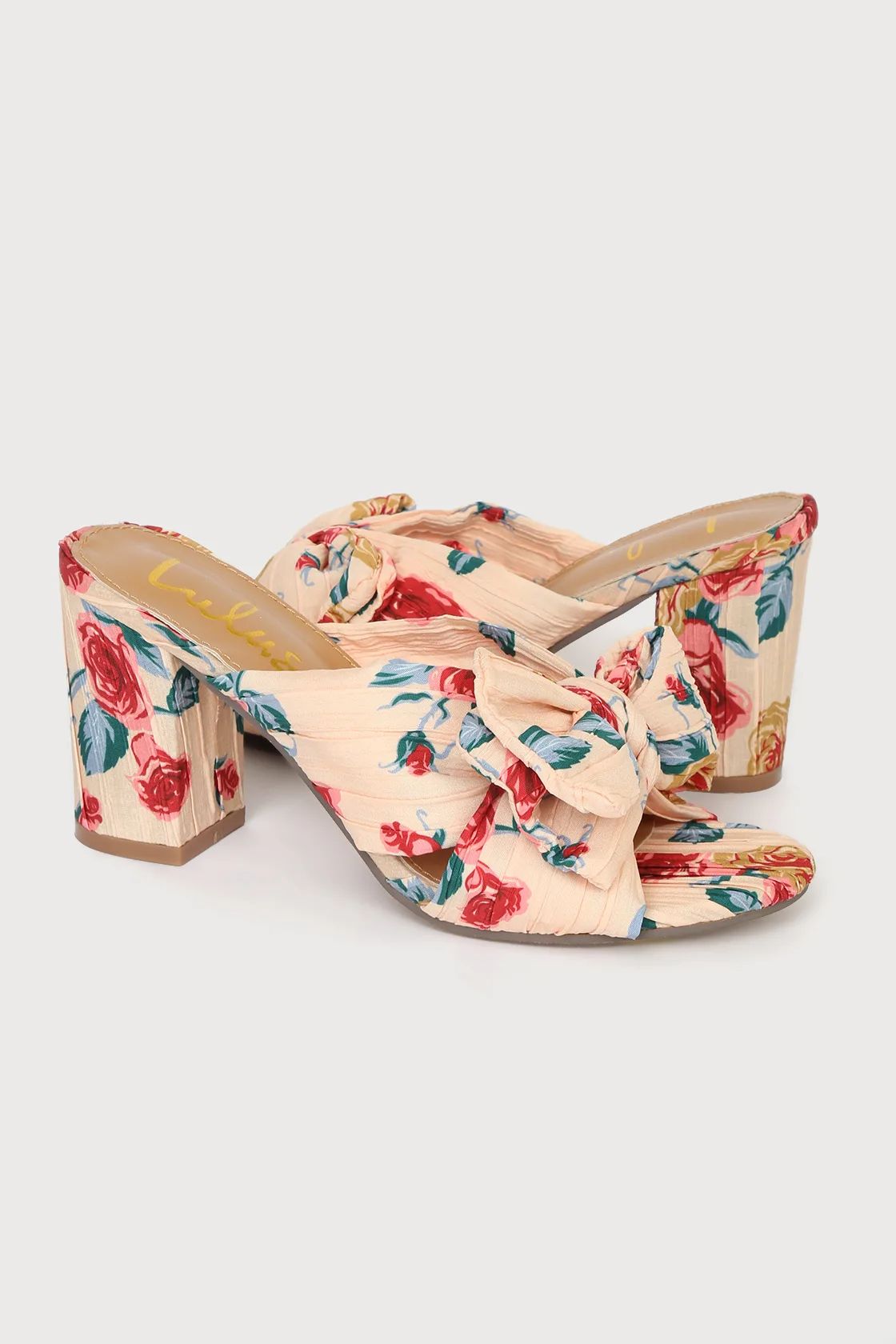 Dorothea Pink Floral Print Knotted High Heel Sandals | Lulus (US)