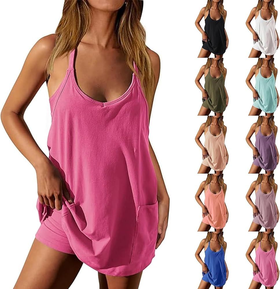 Womens Tennis Dress Hot Shot Mini Dress Athletic Dress with Built in Shorts Summer Workout Dress ... | Amazon (US)