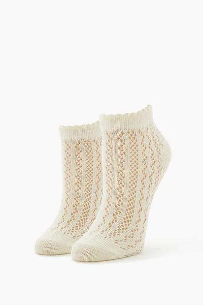 Scalloped Open-Knit Ankle Socks | Forever 21
