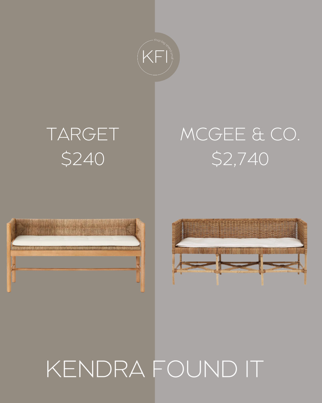 I just found a McGee and Co. Odelia Bench dupe — and it’s a Target home find for $240 compared to $2,740 for the original. It has the same warm wood frame, woven/wicker look, and that elevated modern organic / coastal neutral vibe that works so well in an entryway bench, mudroom bench, end-of-bed bench, dining bench, or extra seating moment. If you’ve been looking for a McGee & Co bench dupe, a woven bench, a wood bench with woven back, or a designer look for less bench that feels high-end but budget-friendly, this one is such a good option. Linked both here. 

 #LTKHome #LTKSaleAlert