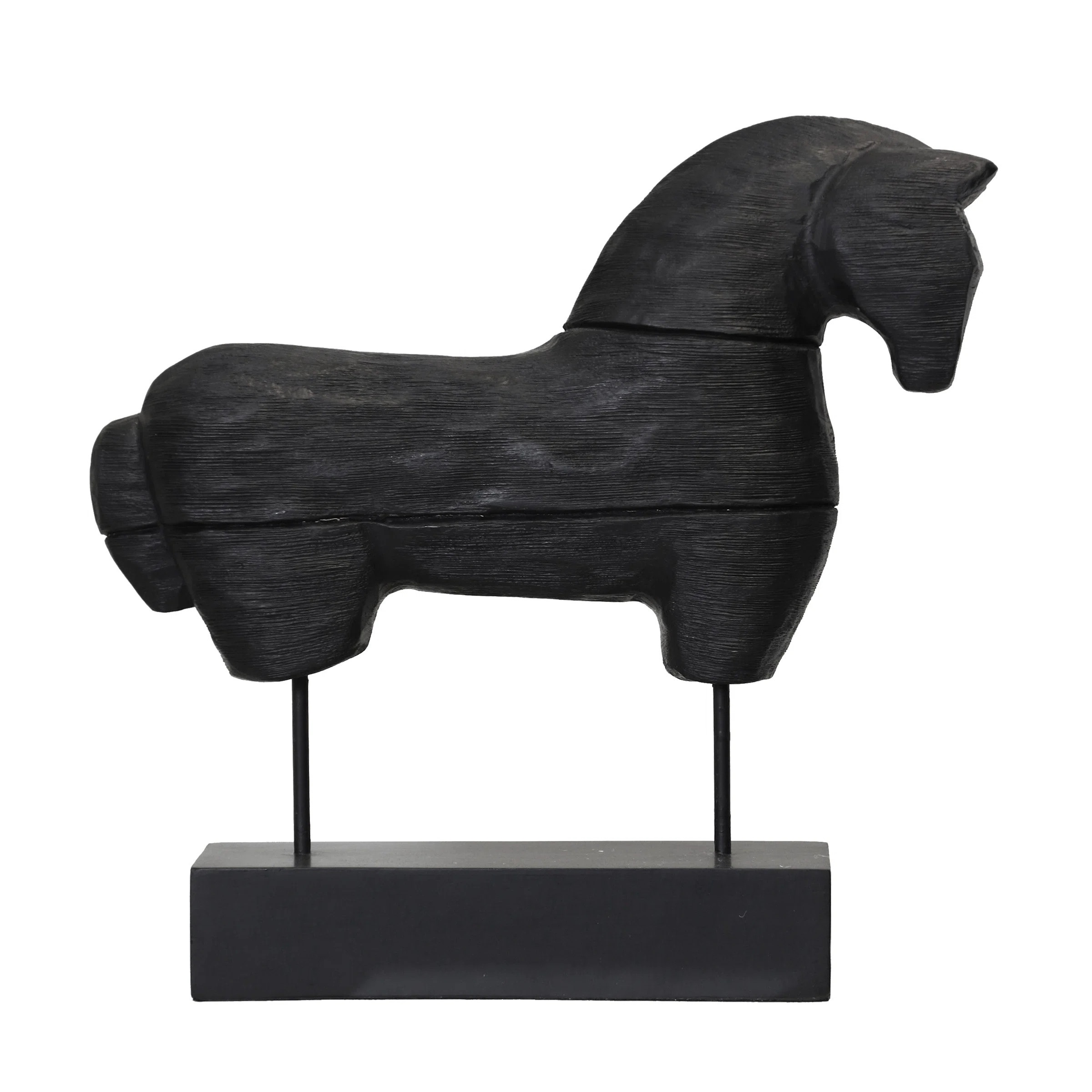 Wood Horse Wood Carving On Stand - Black | Wayfair North America