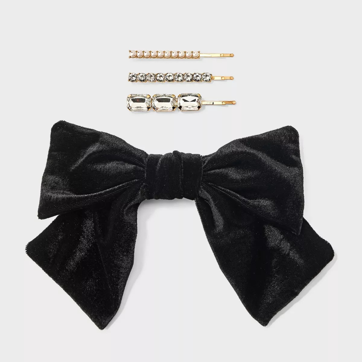 Girls' 4pk Velvet Bow and Bobby Hair Clips - Cat & Jack™ Gold/Black | Target