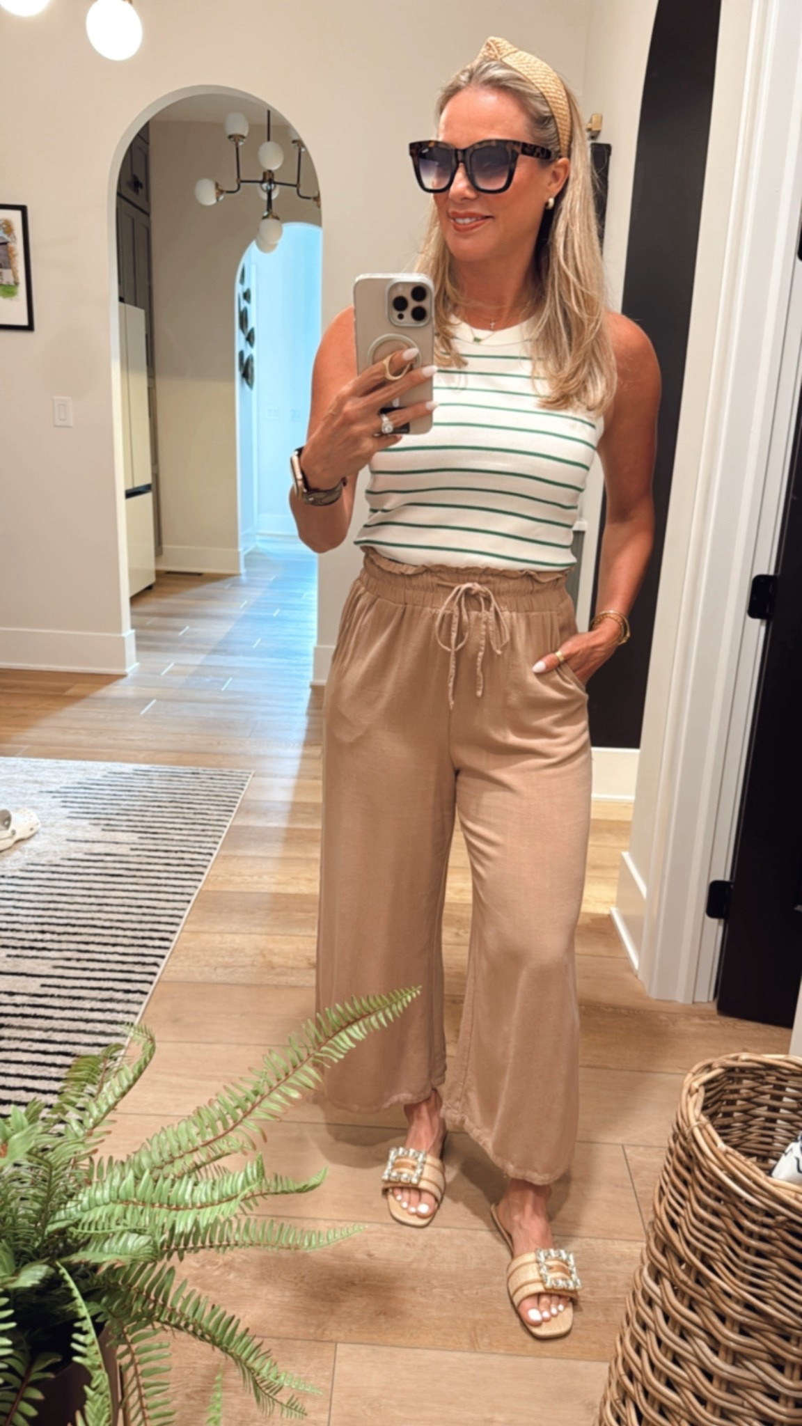 Casual summer outfit 

Striped tank top, linen pants, sandals, sunglasses 

#LTKMidsize #LTKFindsUnder50