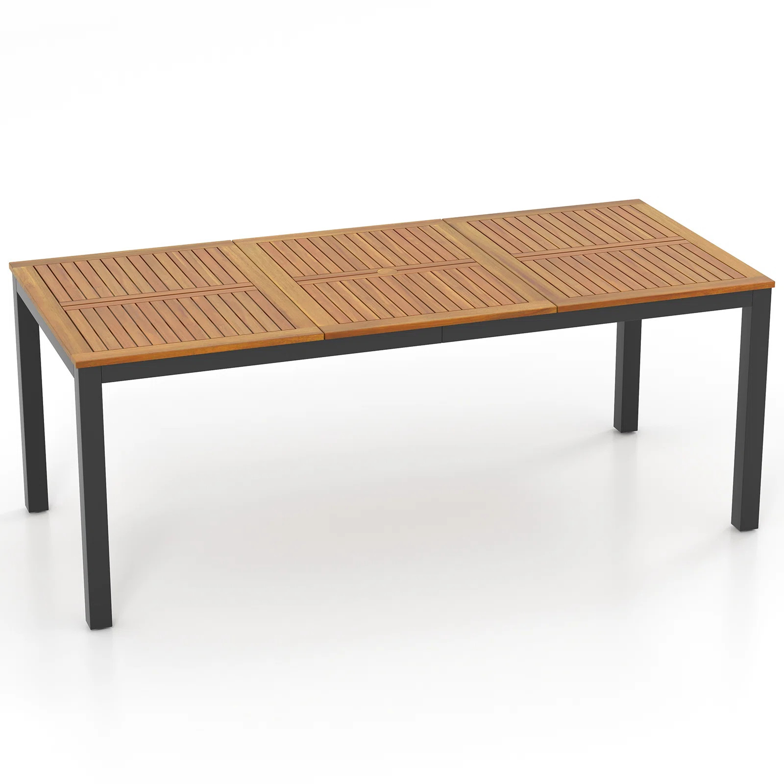Palaiseur Rectangular Metal Acacia Wood Outdoor Dining Table With Umbrella Hole , 79'' in. W 35.5... | Wayfair North America