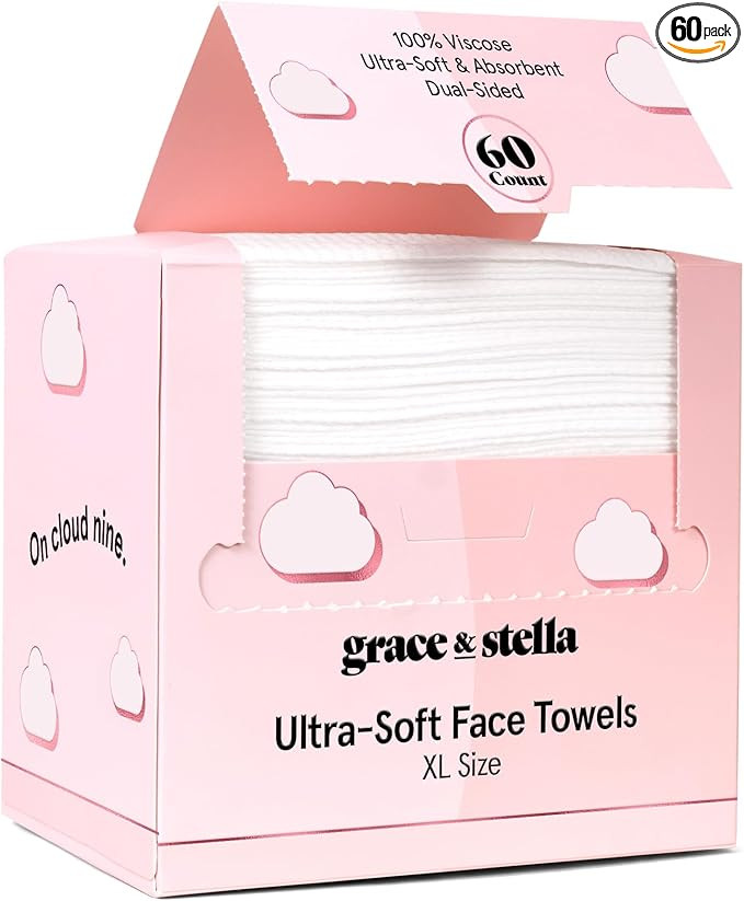 grace & stella Disposable Face Towels - Travel Essentials - Ultra-Soft & Absorbent Face Wipes Tow... | Amazon (US)